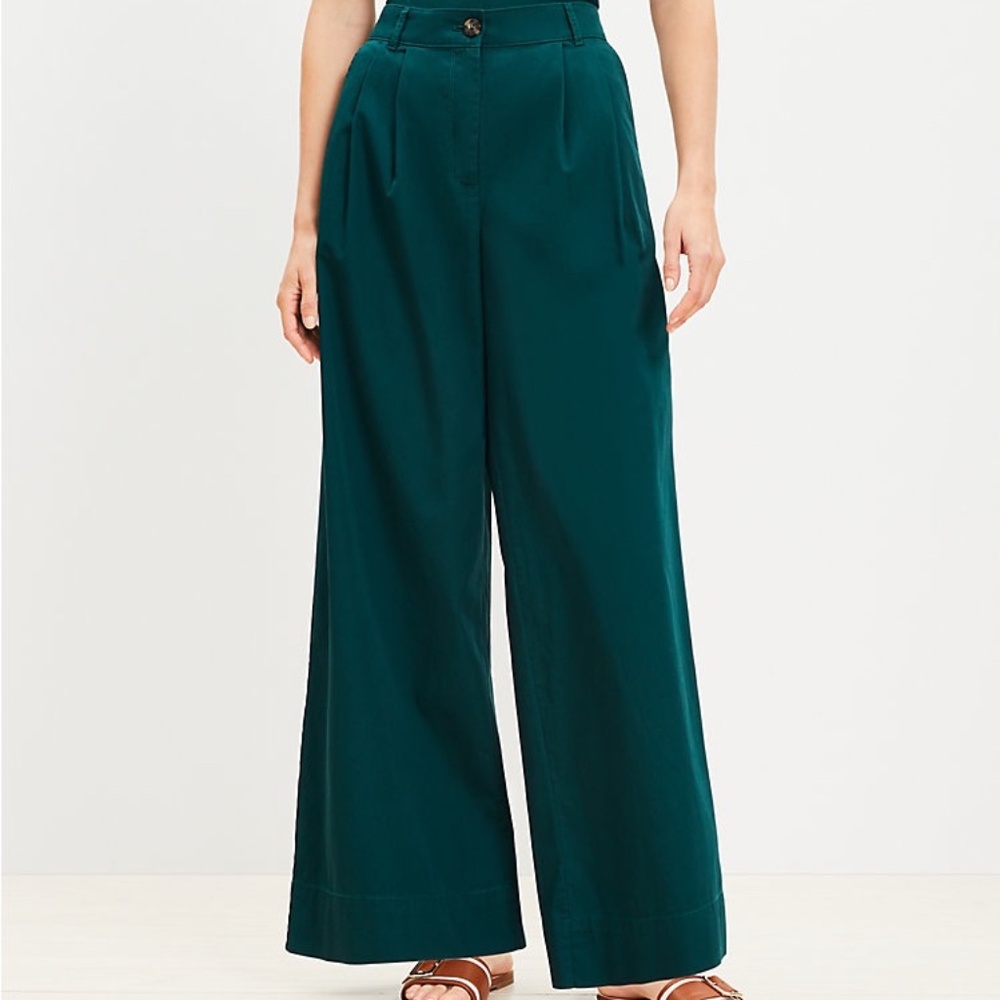 LOFT Petite Poplin Wide Leg Pants 0P